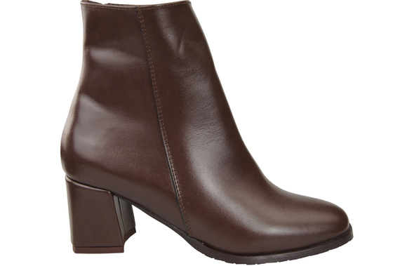 Obuwie Botki Damskie Czekoladowe na Zimę skóra naturalna 214 Z ElitaBut