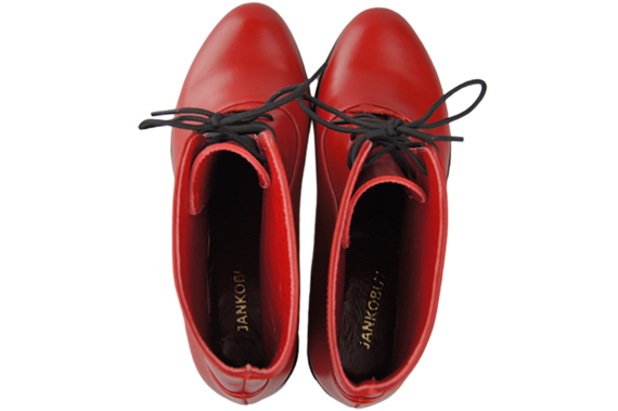 Obuwie Botki Damskie Czerwone Wiosna/Jesień skóra naturalna 155 L ElitaBut