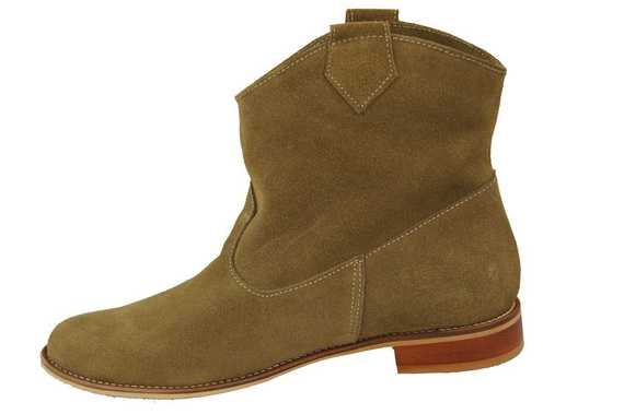 Obuwie Botki Damskie Wiosna / Jesień skóra naturalna welurowa Oliwka 132 L ElitaBut