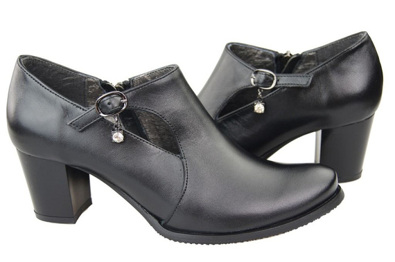 Obuwie Botki Damskie Skóra Naturalna Czarne 109 ElitaBut