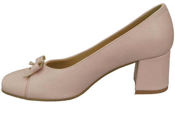 Women's Pumps with a Bow, Natural Leather and Low Heel 203 ElitaBut