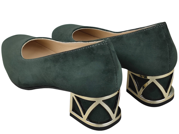 Comfortable Women's Shoes Pumps with Decorative Heel Natural Suede Leather 219 From ElitaBut