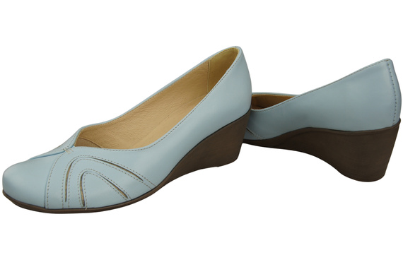 Women's Black Natural Leather Wedge Pumps 828 ElitaBut