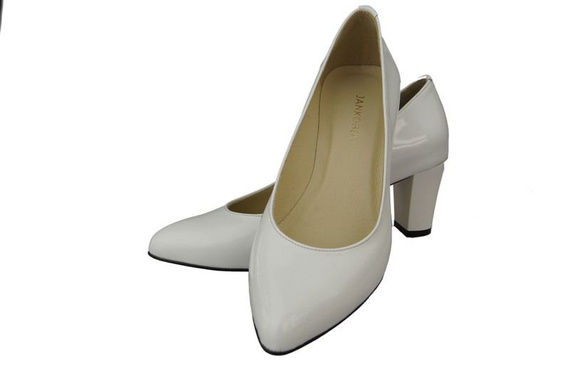 Obuwie Damskie Czółenka skóra naturalna Białe Lakier 974 ElitaBut