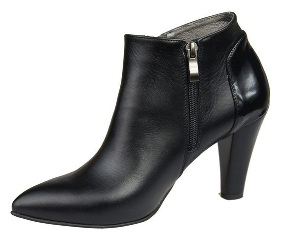 Obuwie Damskie Botki Ocieplane skóra naturalna Czarne 866 Z ElitaBut