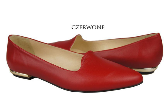 Obuwie Baleriny Damskie Lordsy Skóra Naturalna Czerwone 914 ElitaBut