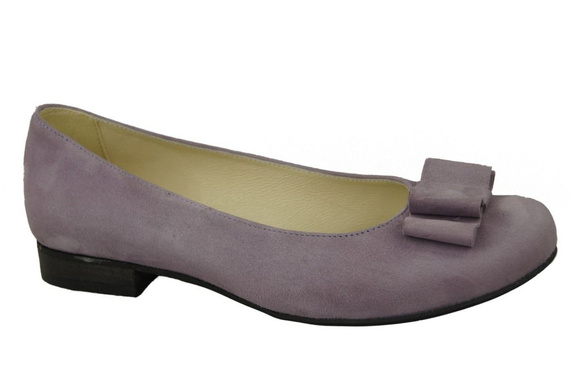 Obuwie Damskie Baleriny Lila skóra naturalna Zamszowa 126 ElitaBut