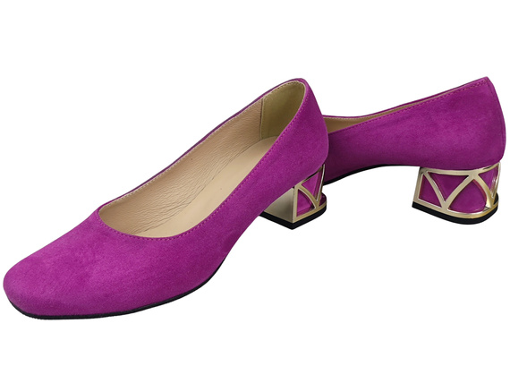 Comfortable Women's Shoes Pumps with Decorative Heel Natural Suede Leather 219 From ElitaBut