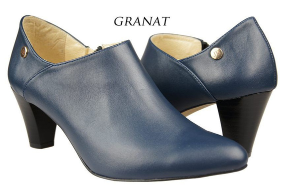 Obuwie Botki Damskie skóra naturalna Granatowe 864 ElitaBut