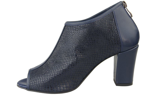 Obuwie Damskie Botki peep toe skóra naturalna Granat Łuska 957 ElitaBut