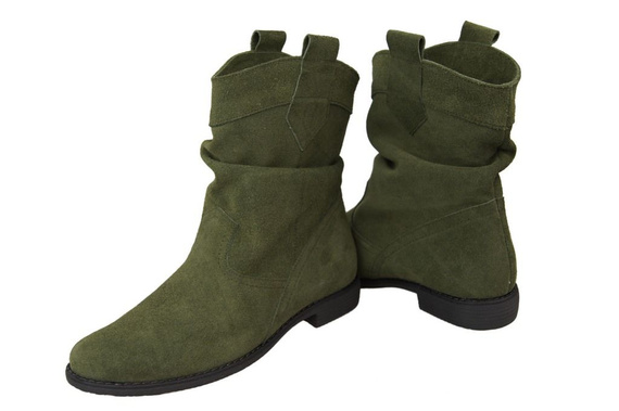 Obuwie Botki Damskie Butelkowy Saszki Wiosna / Jesień skóra naturalna welurowa 117 L ElitaBut