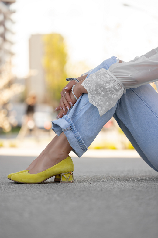 Comfortable Women's Shoes Pumps with Decorative Heel Natural Suede Leather 219 From ElitaBut