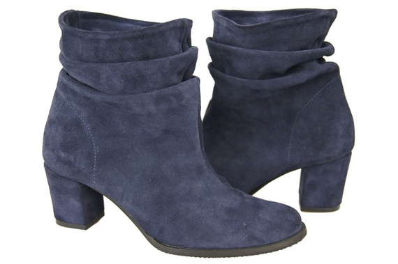 Obuwie Damskie Botki skóra naturalna Granatowe 986 ElitaBut