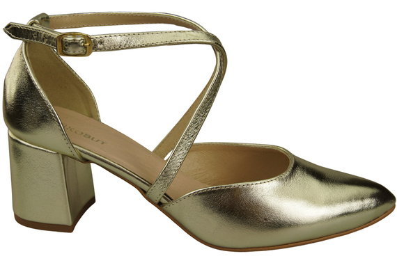 Elegant Leather Sandals with Open Sides on a Stable Heel 218 ElitaBut