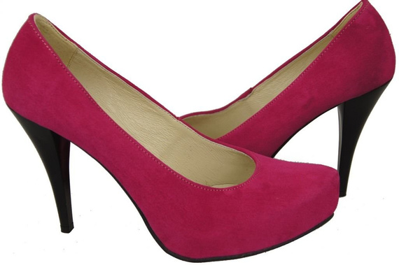 Obuwie Damskie Czółenka Purpurowe Skóra naturalna Zamszowa 644 ElitaBut