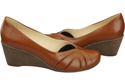 Buty na Koturnie Brązowe Czółenka Damskie z Naturalnej Skóry 828 ElitaBut