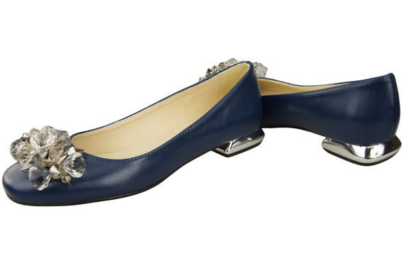 Women's Pumps with Crystals Flat Natural Leather 216 ElitaBut