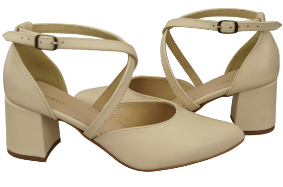Elegant Leather Sandals with Open Sides on a Stable Heel 218 ElitaBut