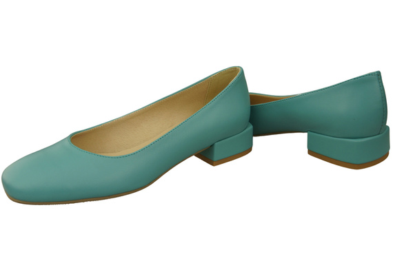 Wygodne Obuwie Damskie Czółenka Turkusowe Płaskie Skóra naturalna 204 ElitaBut