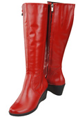 Obuwie Kozaki Damskie Koturna skóra naturalna Czerwone 177 ElitaBut