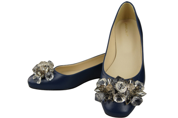 Women's Pumps with Crystals Flat Natural Leather 216 ElitaBut