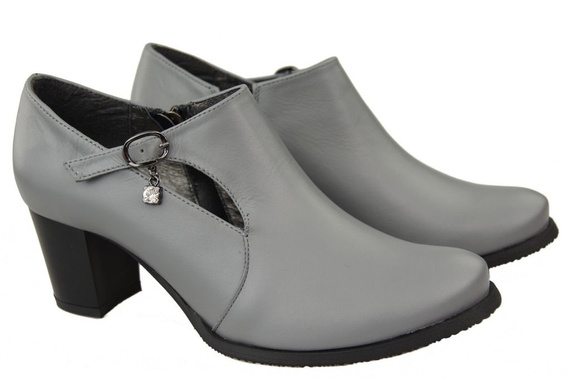 Obuwie Botki Damskie Skóra Naturalna Popiel 109 ElitaBut