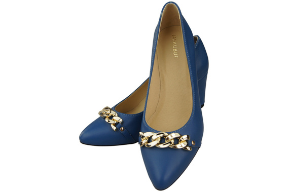 Classic Women's Pumps Shoes made of Natural Leather with a Gold Decorative Chain 200 ElitaBut