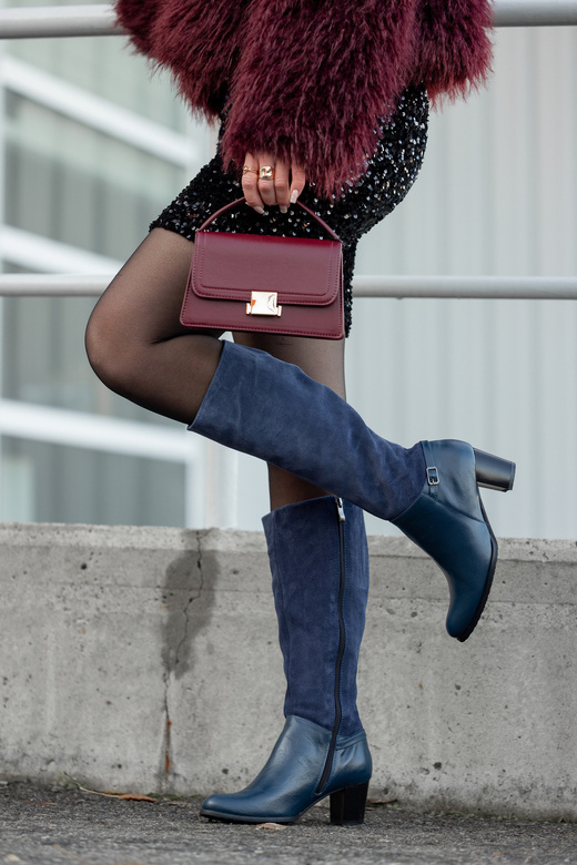 Obuwie Kozaki Damskie skóra naturalna 101 Granat ElitaBut