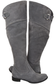 Obuwie Kozaki Damskie Popielate Oficerki Muszkieterki Wysokie za kolano skóra naturalna Welurowa 154 ElitaBut