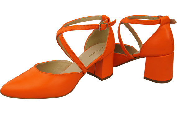 Elegant Leather Sandals with Open Sides on a Stable Heel 218 ElitaBut