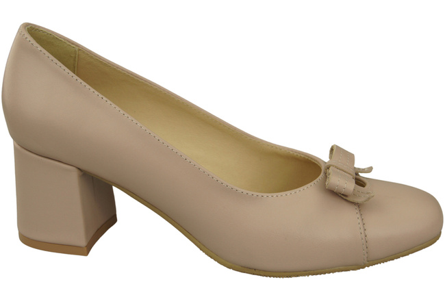 Women's Pumps with a Bow, Natural Leather and Low Heel 203 ElitaBut