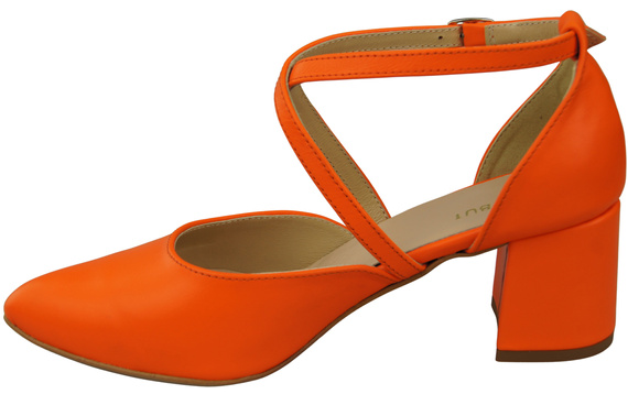 Elegant Leather Sandals with Open Sides on a Stable Heel 218 ElitaBut