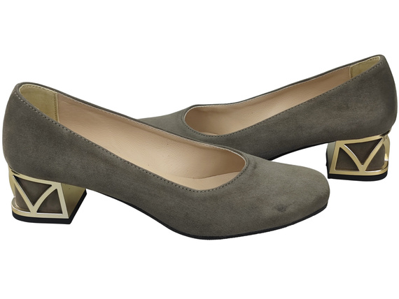 Comfortable Women's Shoes Pumps with Decorative Heel Natural Suede Leather 219 From ElitaBut