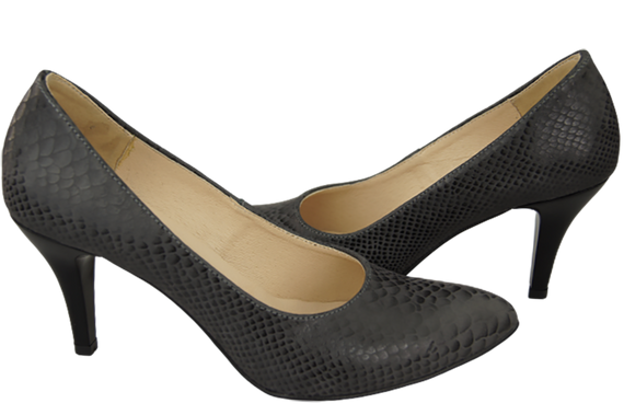 Obuwie Damskie Czółenka Popielate Motyw Węża Skóra naturalna 150 ElitaBut