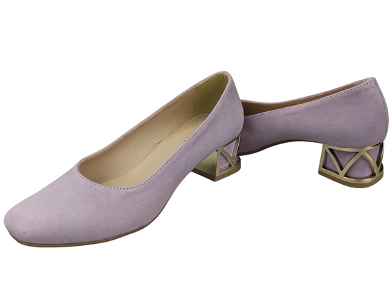 Comfortable Women's Shoes Pumps with Decorative Heel Natural Suede Leather 219 From ElitaBut