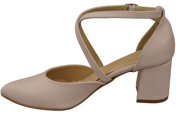 Elegant Leather Sandals with Open Sides on a Stable Heel 218 ElitaBut