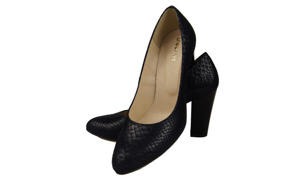 Obuwie Damskie Czółenka skóra naturalna motyw łuski Czarne 926 ElitaBut