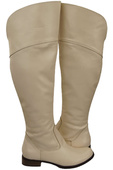 Obuwie Kozaki Damskie Oficerki Beżowe Muszkieterki Wysokie za kolano skóra naturalna 638 ElitaBut