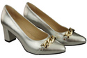 Classic Women's  Pumps Shoes made of Natural Leather with a Gold Decorative Chain 200 ElitaBut