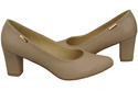 Klasyczne Gładkie  Buty Czółenka Damskie Cappuccino Jasne z Naturalnej Skóry 213 ElitaBut