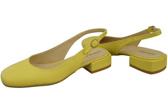 Obuwie Damskie Sandały Cytrynowe Płaski Obcas Skóra naturalna 206 ElitaBut