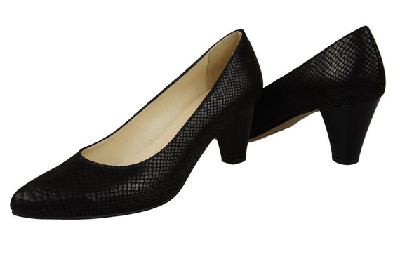 Obuwie Damskie Czółenka skóra naturalna motyw łuski Czarne 927 ElitaBut