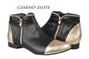 Obuwie Botki Ażurowe Damskie skóra naturalna Czarne Złote 821 ElitaBut