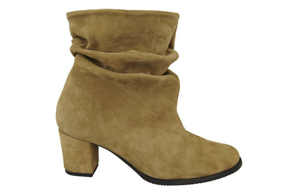 Obuwie Damskie Botki skóra naturalna Oliwkowe 986 ElitaBut