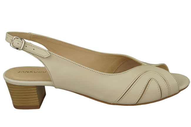 Obuwie Damskie Sandały  skóra naturalna Beżowe Ecru 991 ElitaBut