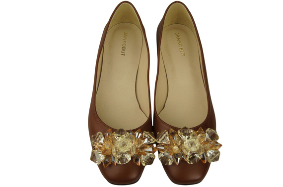 Women's Pumps with Crystals Flat Natural Leather 216 ElitaBut