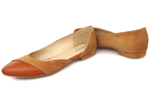 Obuwie Damskie Baleriny Rude skóra naturalna Zamszowa 146 ElitaBut