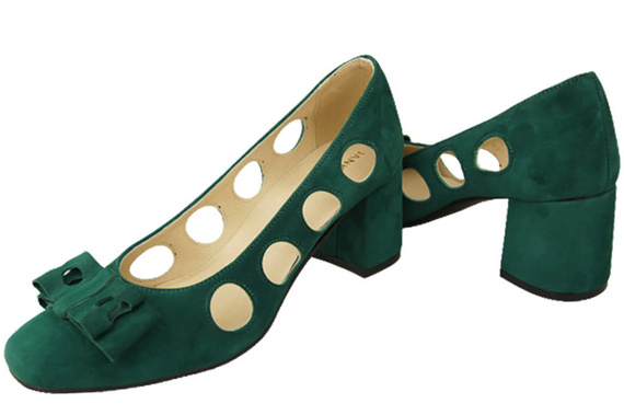 Obuwie Damskie Czółenka Malachitowe Skóra naturalna zamszowa 182 ElitaBut