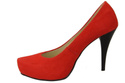 Obuwie Damskie Czółenka Czerwone  Skóra naturalna Zamszowa 644 ElitaBut