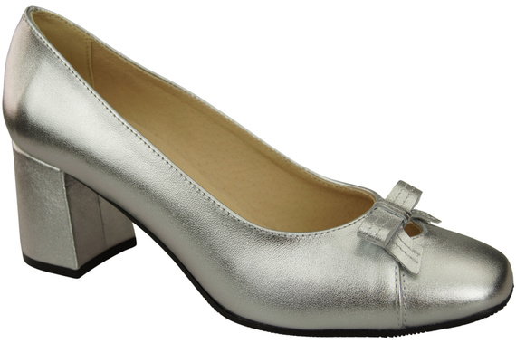 Women's Pumps with a Bow, Natural Leather and Low Heel 203 ElitaBut